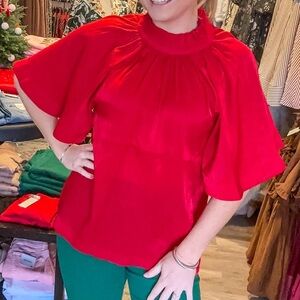 Glam Vibrant Red Blouse